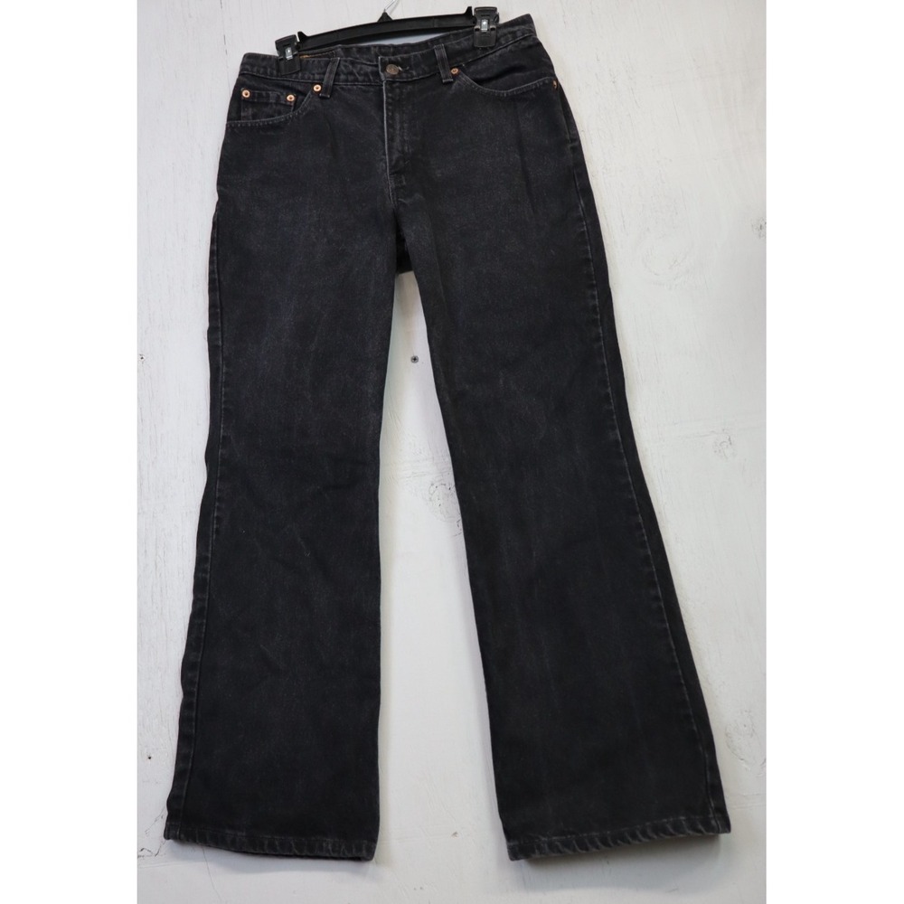 Levi's 517 Boot Cut Jeans‎ 30X30 11 JR S Black Denim Cotton Dark Wash Low Rise